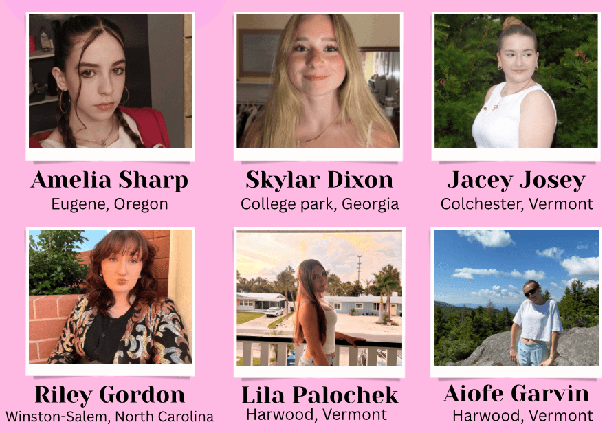 HERstory 101 instructors — Amelia Sharp, Skylar Dixon, Jacey Josey, Riley Gordon, Lila Palochek, and Aiofe Garvin
