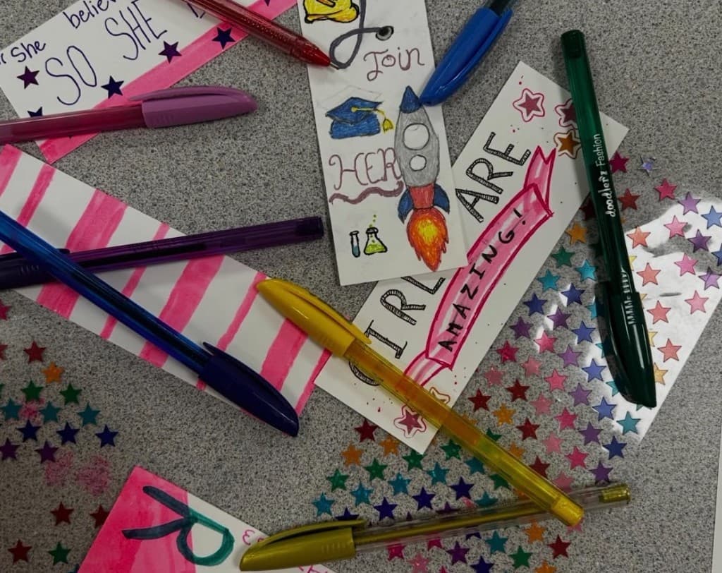 Handmade HER bookmarks with pens and stickers